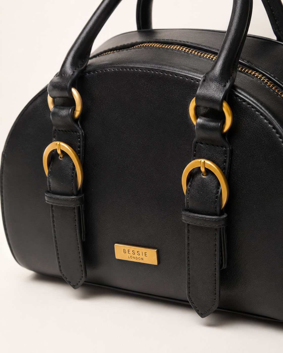 Bessie London Black Handbag with Gold Hardware – Very Good Condition