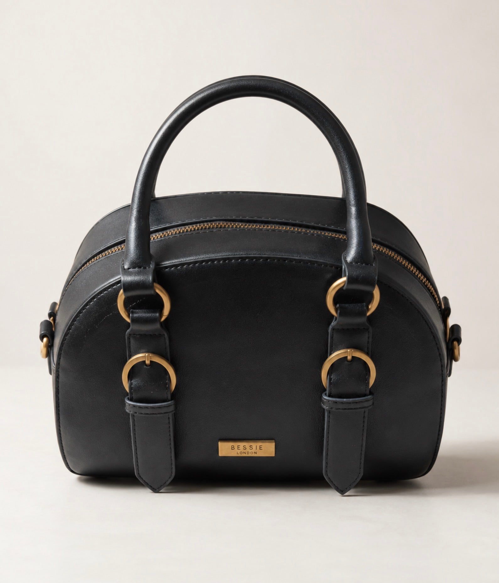Bessie London Black Handbag with Gold Hardware – Very Good Condition